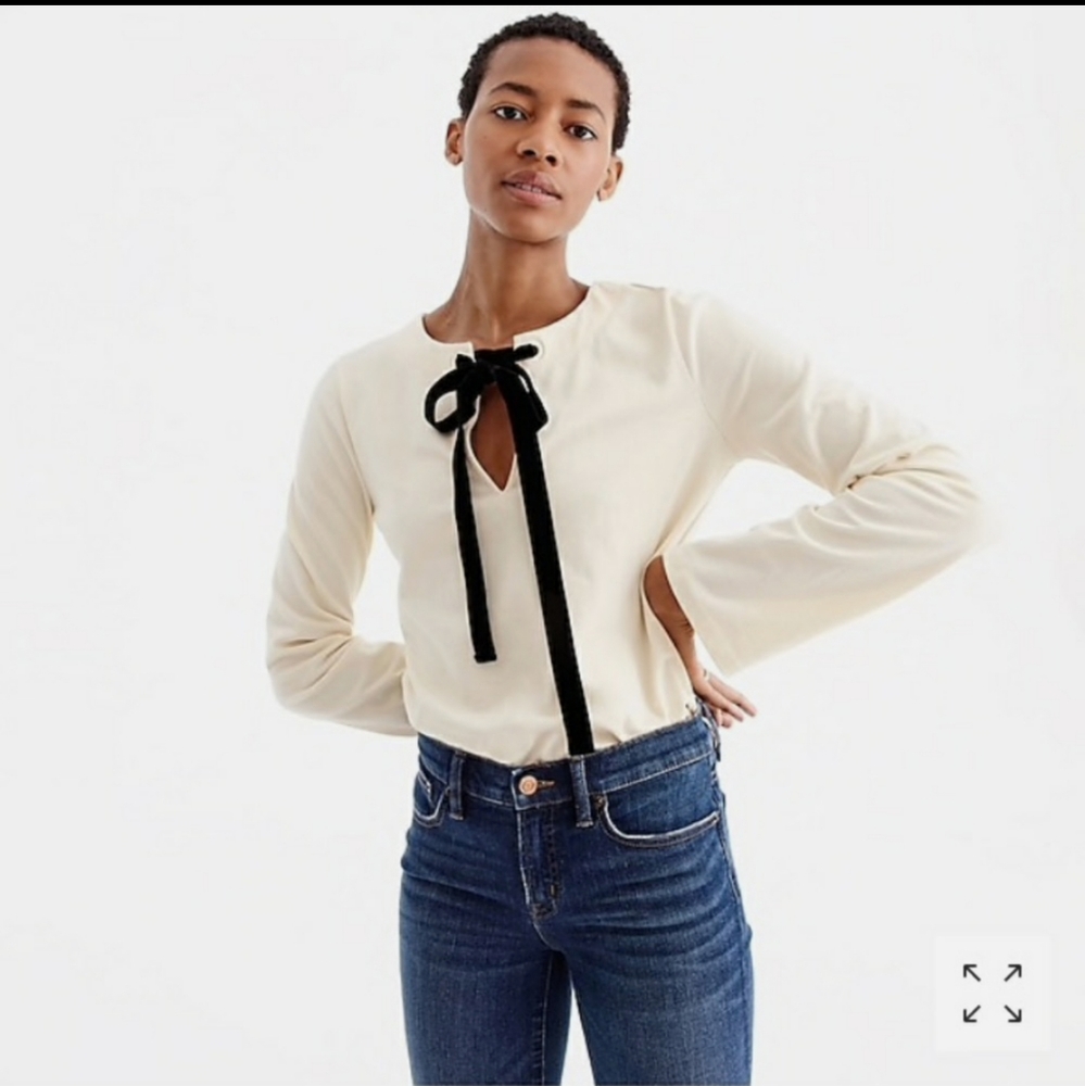 J. Crew Velvet Tie Womens Top Large